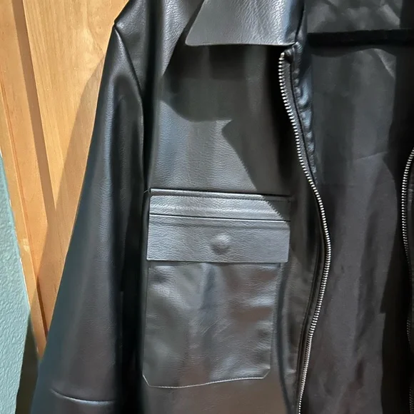 Faux Leather ZARA Man Men's Over Shirt Light Cool Classic Jacket LARGE - Picture 8 of 10